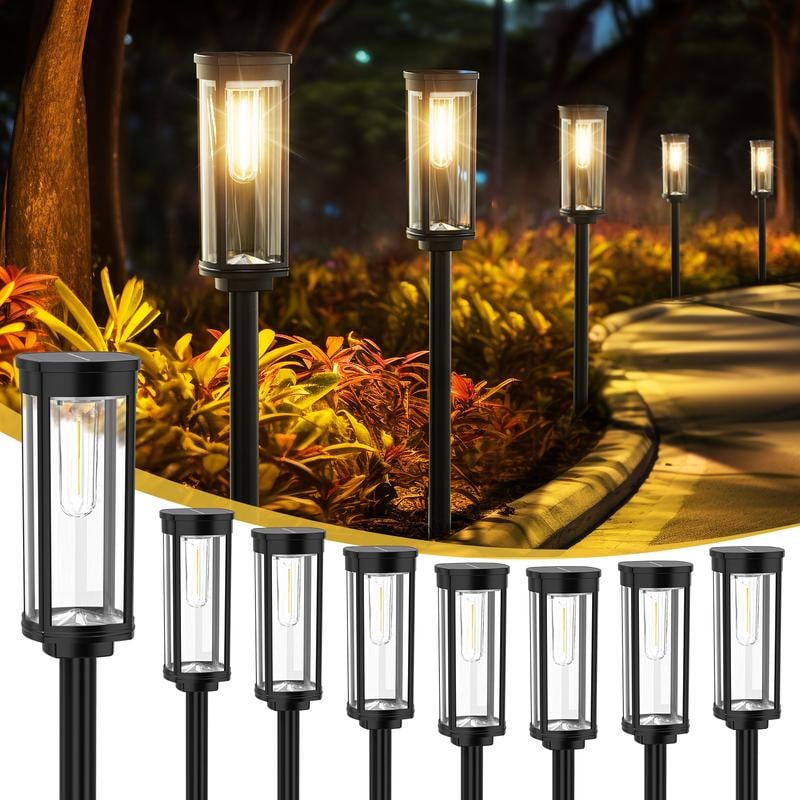 🔆 60% OFF! 💡 SOLAR PATH LIGHTS - Auto On/Off & Waterproof, Warm White LED Garden Lights with 6H Runtime, Easy Installation 🌳✨
