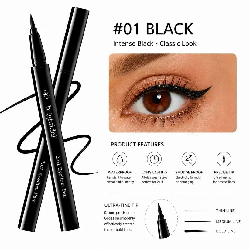 Precision Fine-Tip Liquid Eyeliner | Black & Brown