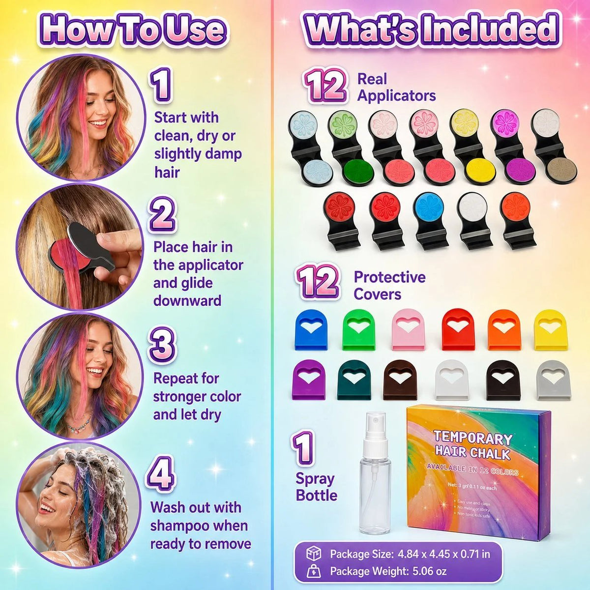 🎉🔥Last Day 50% OFF - 🌈12-Color Temporary Hair Chalk Applicator Set