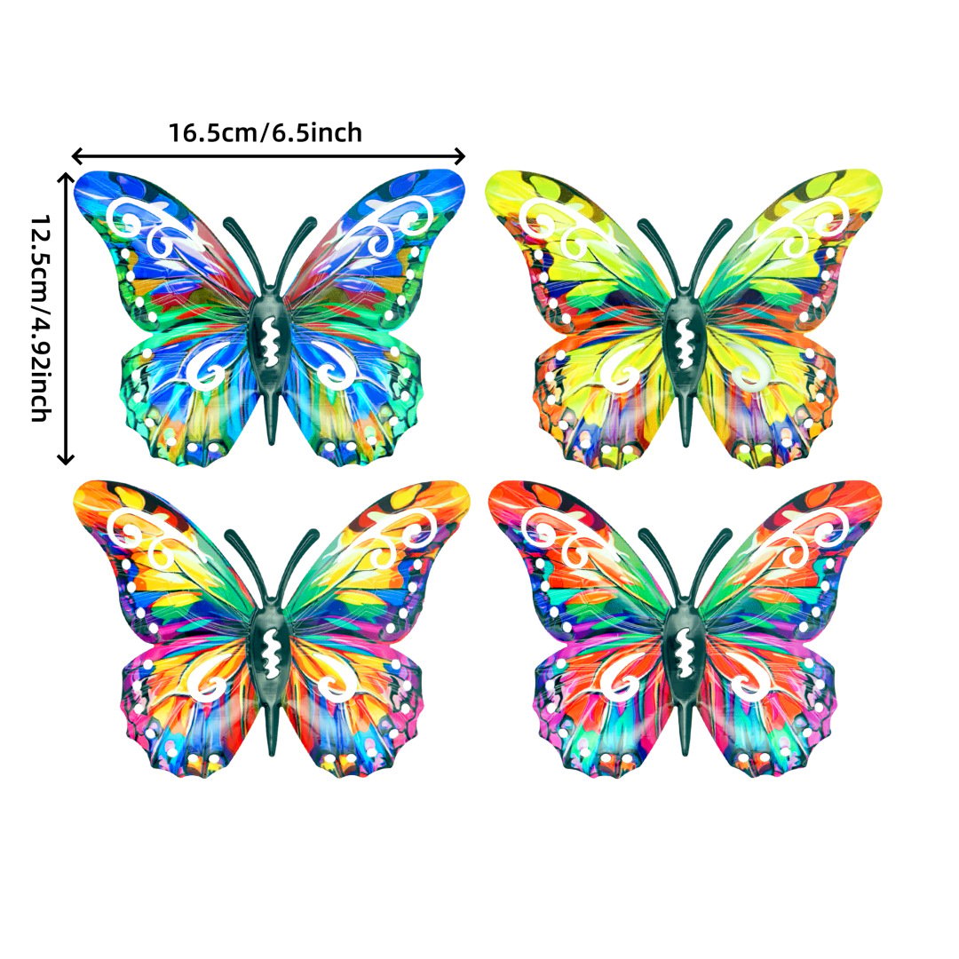 🦋4Pcs Butterfly Metal Wall Decor, Outdoor Hanging Wall Art Sculptures Decoration