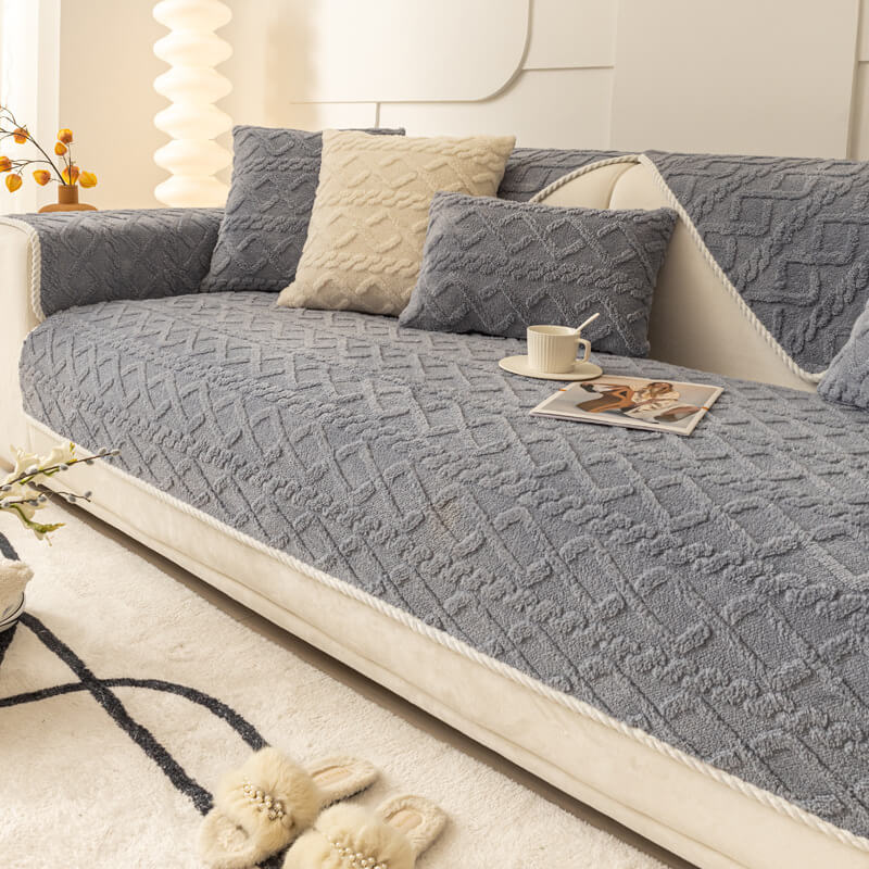 Anti slip fleece sofa cover