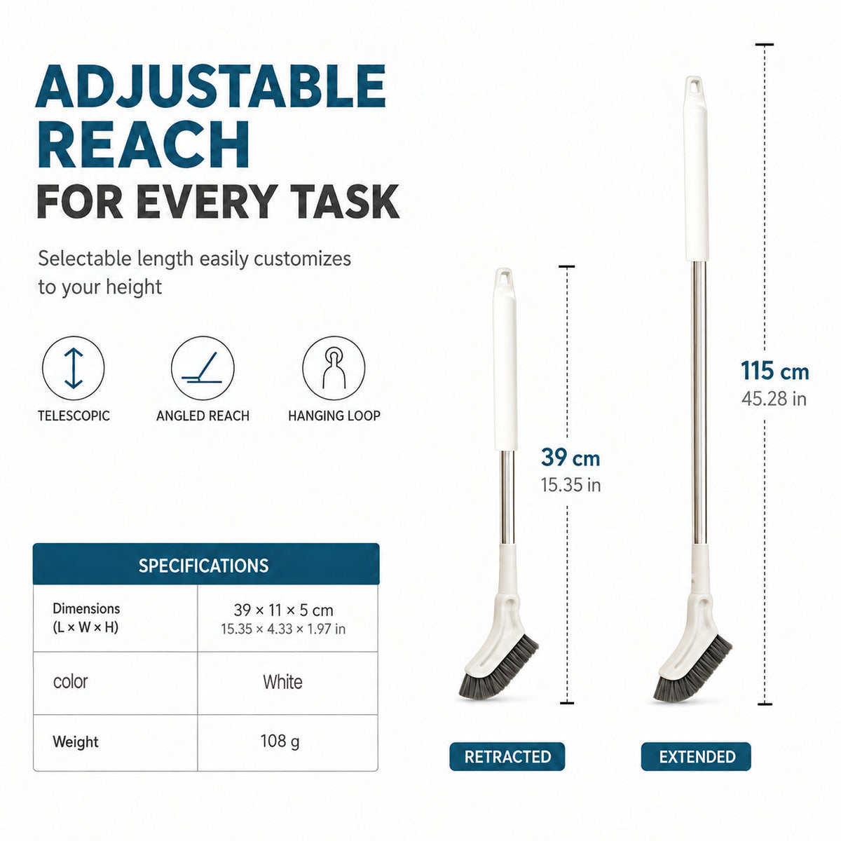 Multifunctional Extendable Long Handle Floor Scrub Brush