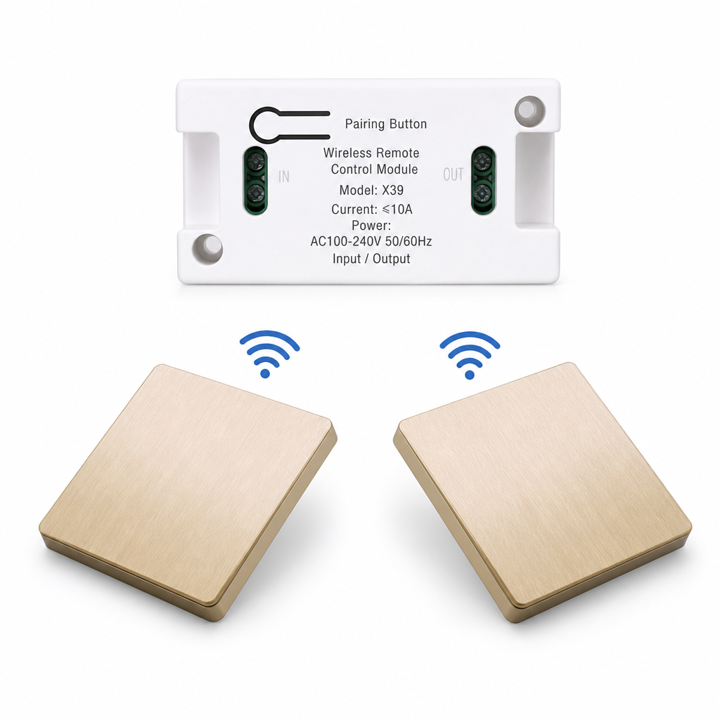 💡50% OFF NOW! Wireless Self-Adhesive Light Switch Kit – No Wiring Remote Wall Switch with Receiver, Stick Anywhere RF Light Control for Home Lighting