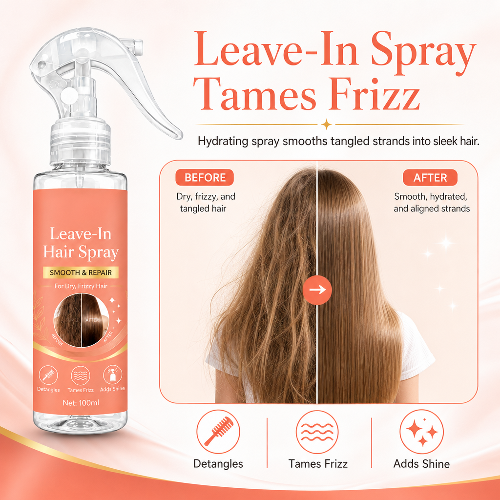 ✨ Leave-In Detangling Hair Spray – Frizz Control & Smooth Shine | 100ml