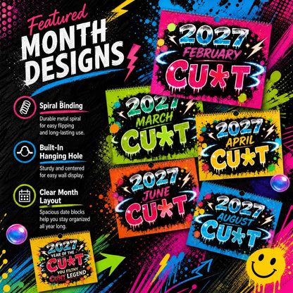 💥Early Bird Sale — 50% OFF🎁2027 Year of the Cunt Wall Calendar – Bold Graffiti Humor Calendar📆🌟
