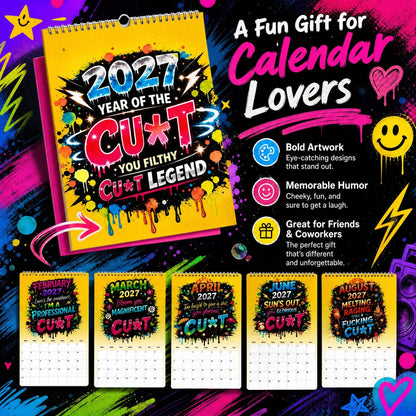 💥Early Bird Sale — 50% OFF🎁2027 Year of the Cunt Wall Calendar – Bold Graffiti Humor Calendar📆🌟