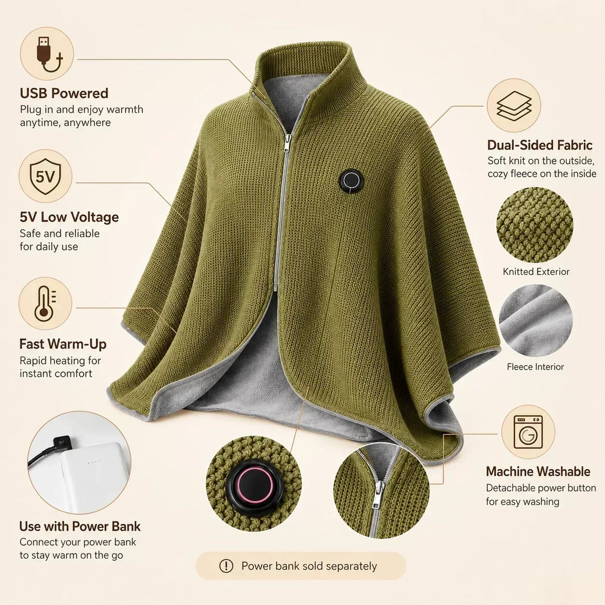 🔥49% OFF! ❄️ Stay Warm All Winter — Portable Electric Heated Blanket Shawl