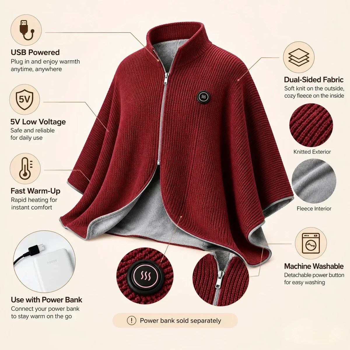 🔥49% OFF! ❄️ Stay Warm All Winter — Portable Electric Heated Blanket Shawl