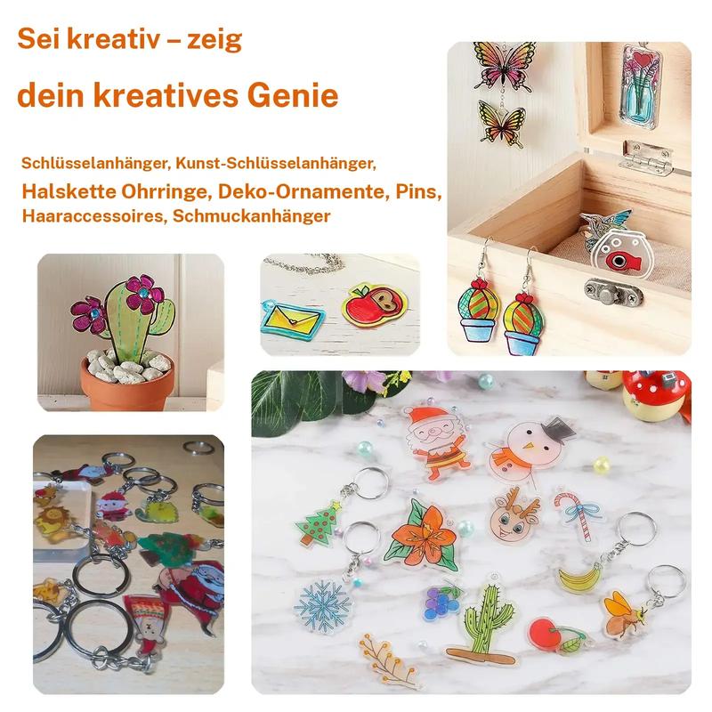 DIY Shrinky Dinks Keychain Set,Kids Art Activities and Party Favors