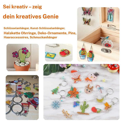 DIY Shrinky Dinks Keychain Set,Kids Art Activities and Party Favors