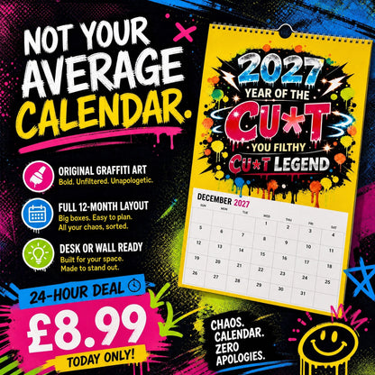 💥Early Bird Sale — 50% OFF🎁2027 Year of the Cunt Wall Calendar – Bold Graffiti Humor Calendar📆🌟