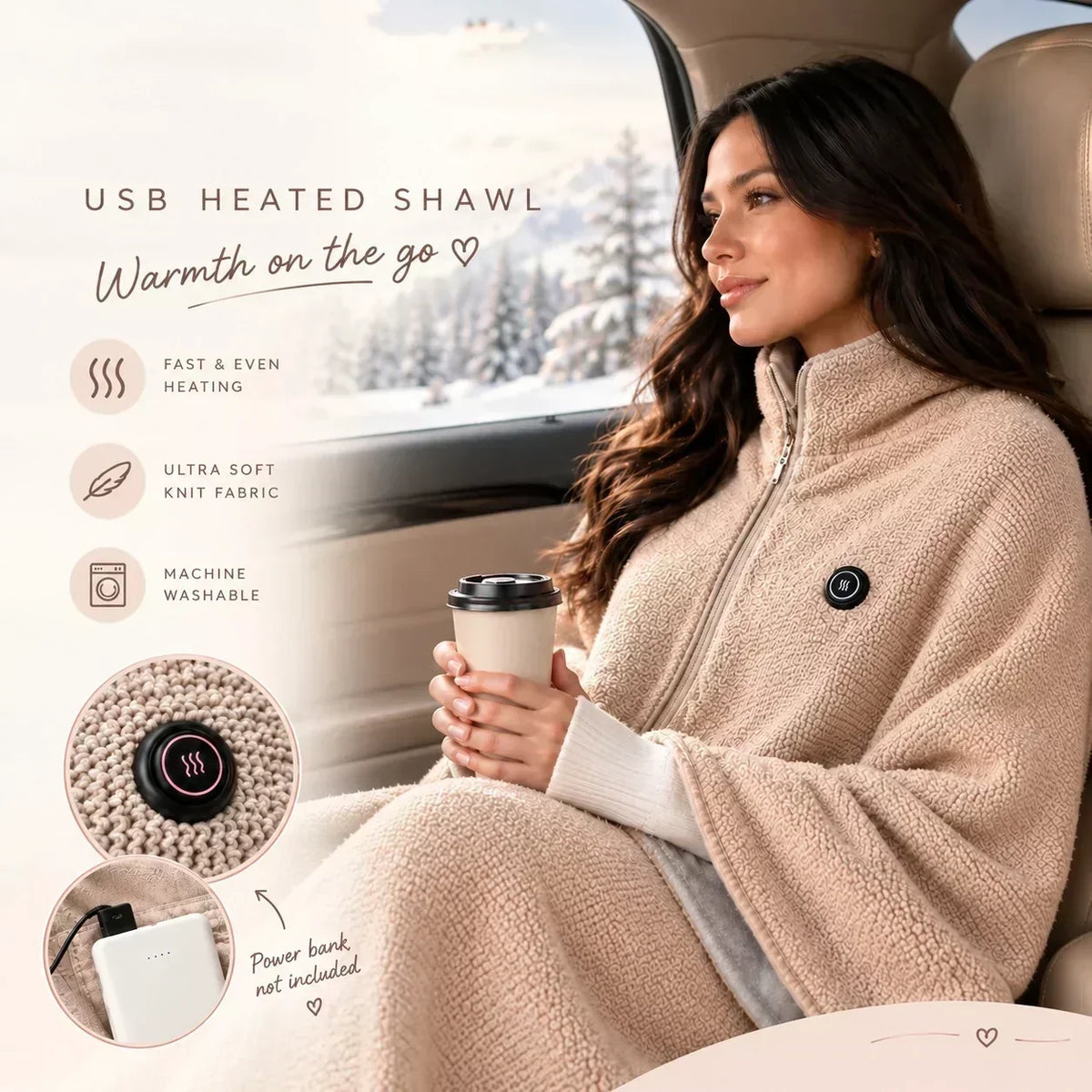 🔥49% OFF! ❄️ Stay Warm All Winter — Portable Electric Heated Blanket Shawl