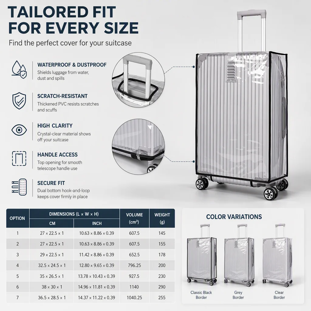 🧳 LIMITED-TIME 50% OFF! 💧 Waterproof Luggage Cover – Transparent, Scratch-proof, Reusable ✨