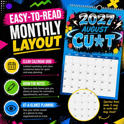 💥Early Bird Sale — 50% OFF🎁2027 Year of the Cunt Wall Calendar – Bold Graffiti Humor Calendar📆🌟