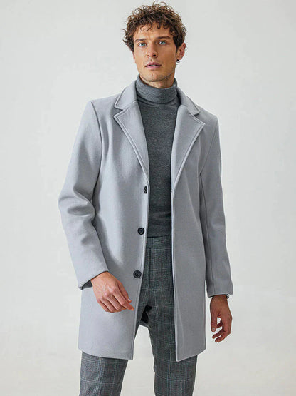 👔 Men's Classic Single Row Buckle Solid Color Jacket - Timeless Daily Essential