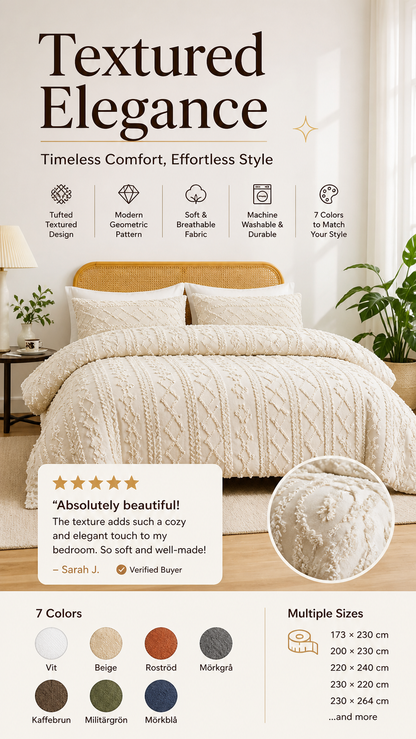 3-piece tufted bedding set with cut-out pattern