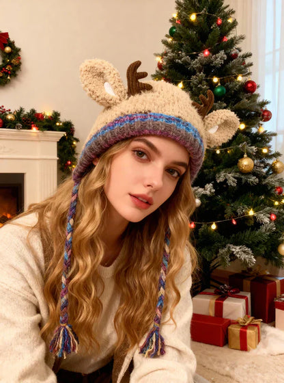 🎁🎄Christmas Sale 50% OFF! 🦌Original design Festive Christmas Antler Hat🧶