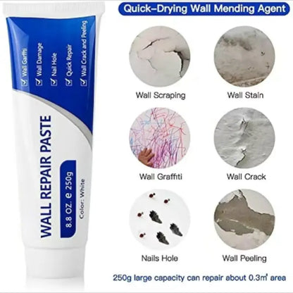 【Father's Day Gift】Drywall Patch Repair Kit with 250g Quick-Drying Wall Mending Agent, Multi-Functional Heavy-Duty Concrete Sealant, Waterproofing Adhesive Caulk, Self-Adhesive Paste