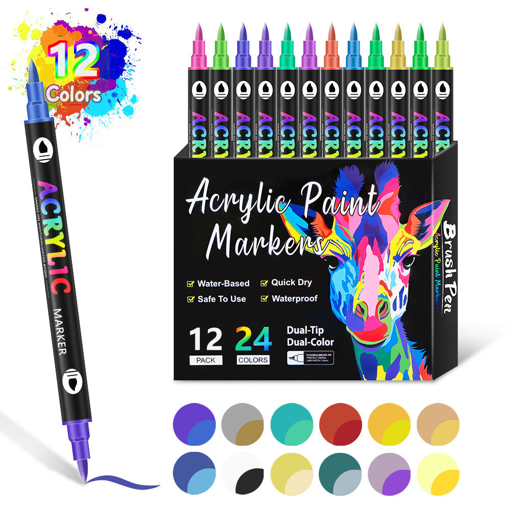 🎨Last Day 49% OFF🔥 Dual Tip Acrylic Paint Pen Marker - 24/48/72 Colors