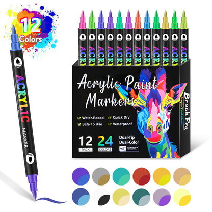 🎨Last Day 49% OFF🔥 Dual Tip Acrylic Paint Pen Marker - 24/48/72 Colors