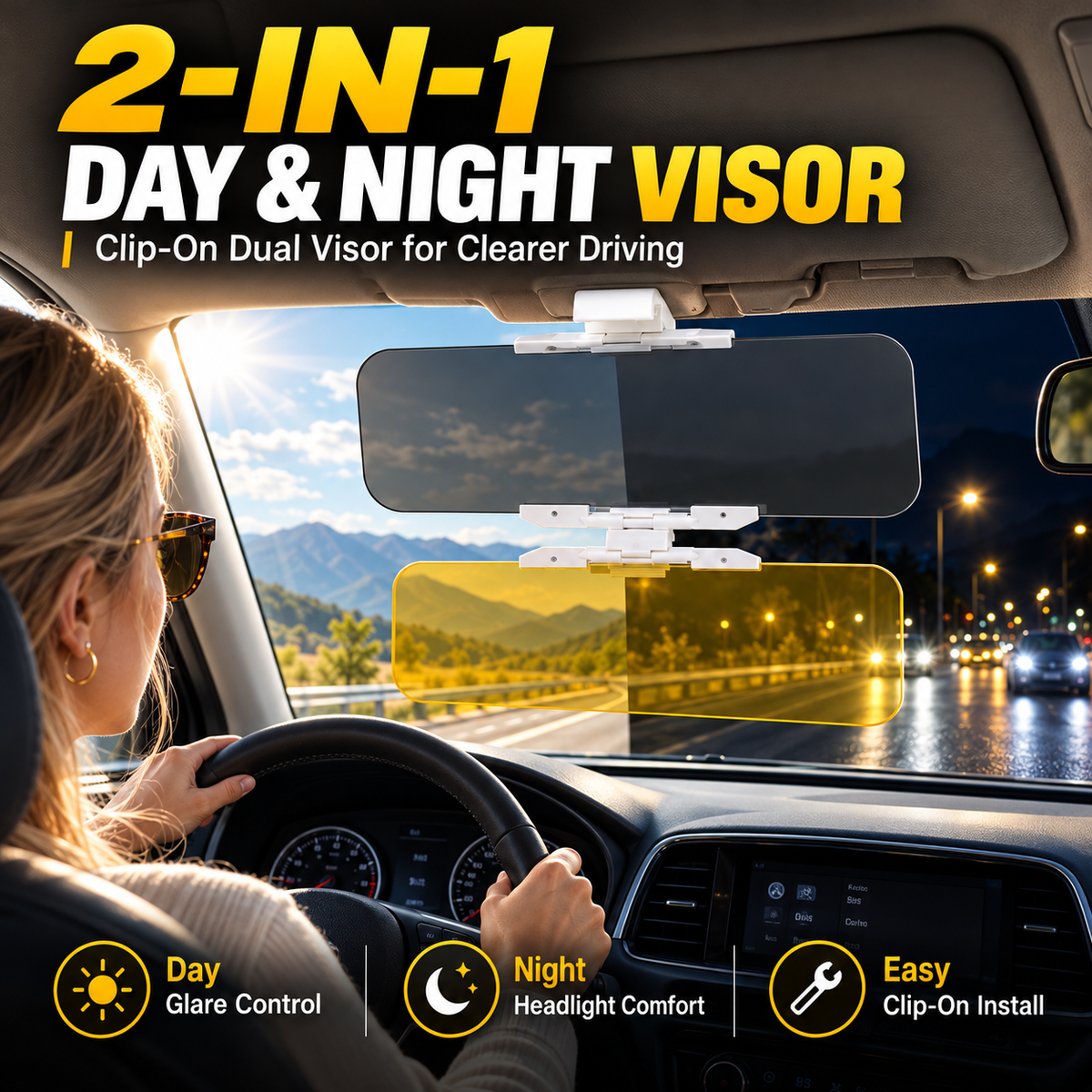 ⏳🔥LIMITED-TIME 50% OFF! ⏰🚗 Drive Safer Day & Night 🌙 Universal HD Anti-Glare Car Visor ✨