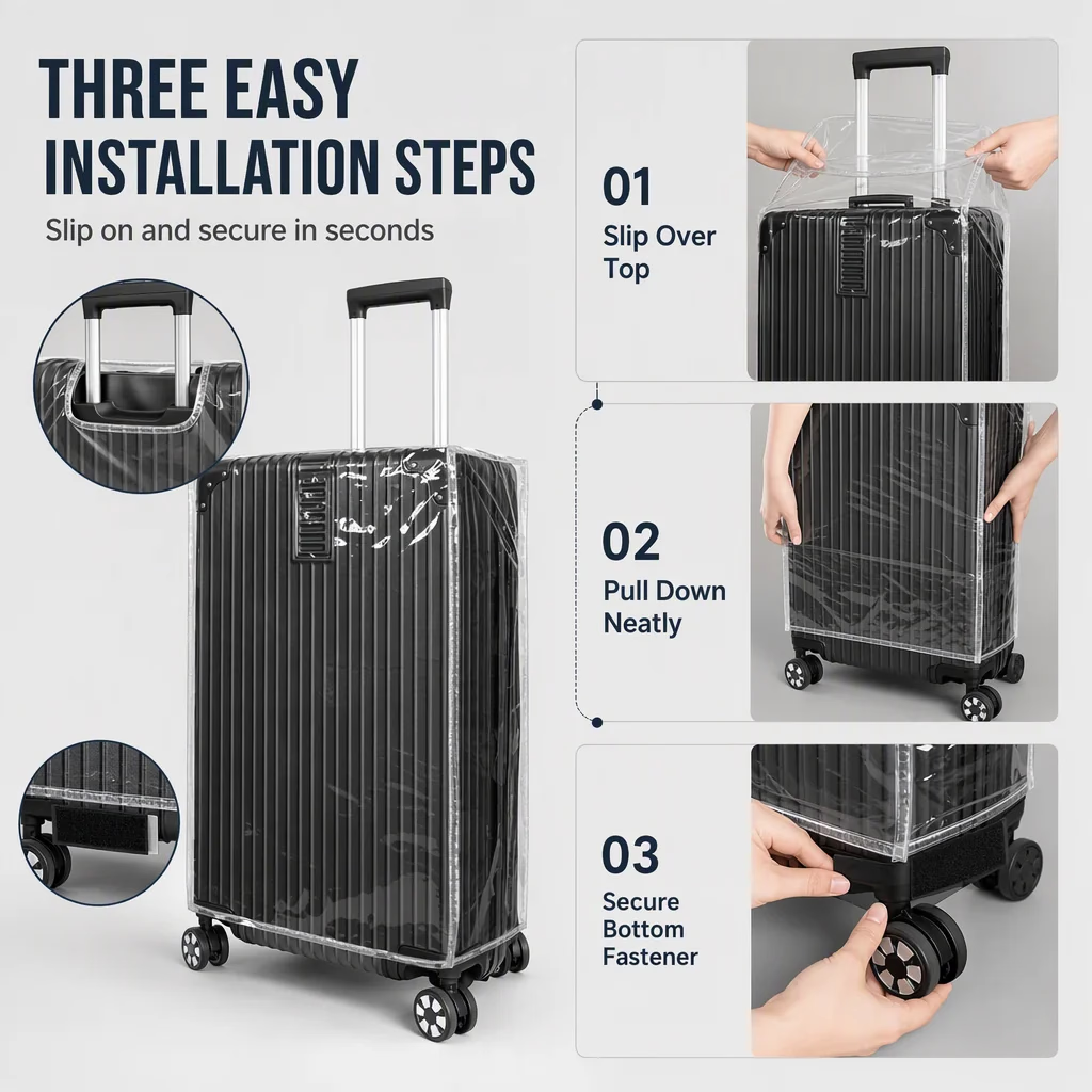 🧳 LIMITED-TIME 50% OFF! 💧 Waterproof Luggage Cover – Transparent, Scratch-proof, Reusable ✨