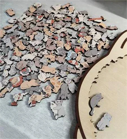 🎁Christmas Sale 49% OFF🎅135-Piece Morandi-Colored Cat Shaped Wooden Jigsaw Puzzle