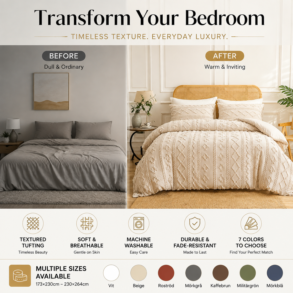 3-piece tufted bedding set with cut-out pattern