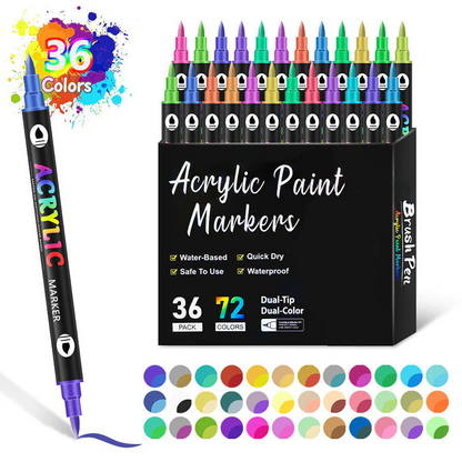 🎨Last Day 49% OFF🔥 Dual Tip Acrylic Paint Pen Marker - 24/48/72 Colors