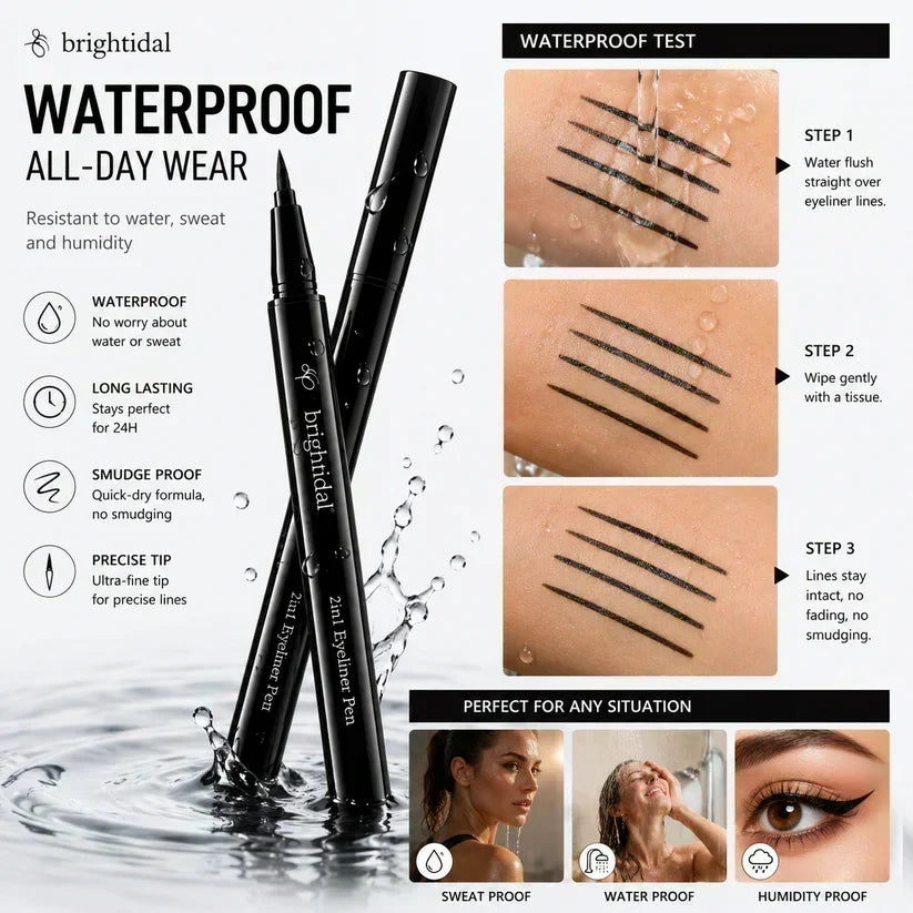 Precision Fine-Tip Liquid Eyeliner | Black & Brown