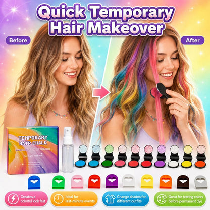 🎉🔥Last Day 50% OFF - 🌈12-Color Temporary Hair Chalk Applicator Set