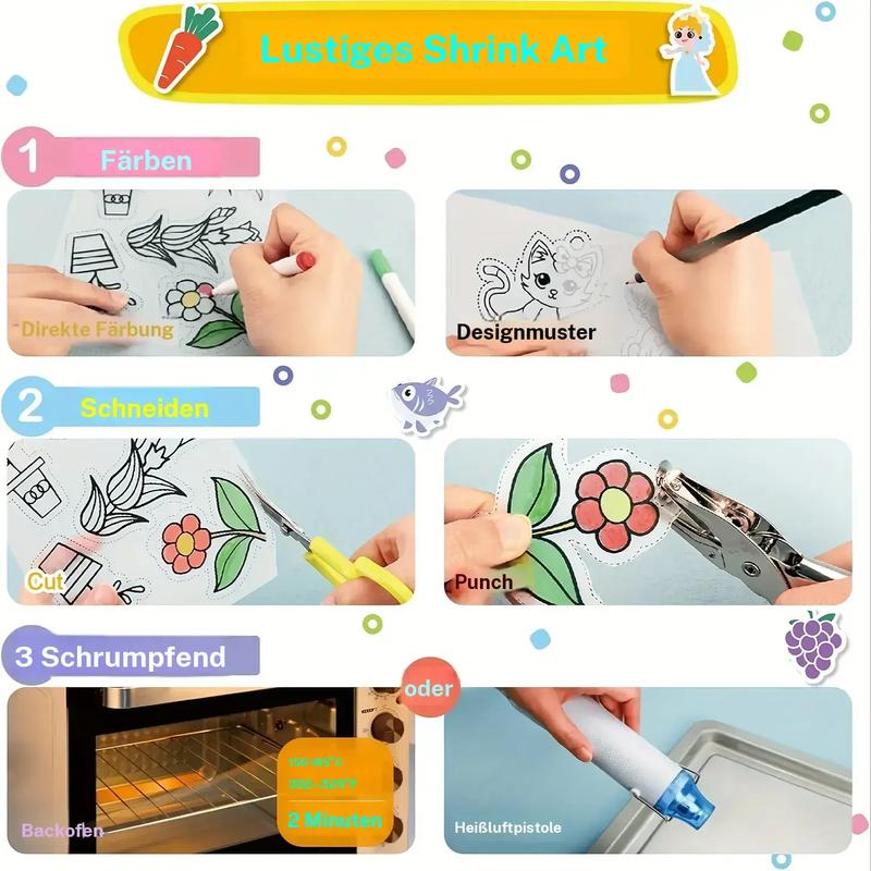 DIY Shrinky Dinks Keychain Set,Kids Art Activities and Party Favors