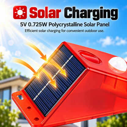 🎃Halloween Deal 50% OFF!🏡Solar PIR Motion Sensor Alarm – 110dB Siren, Flashing LEDs & 4 Modes