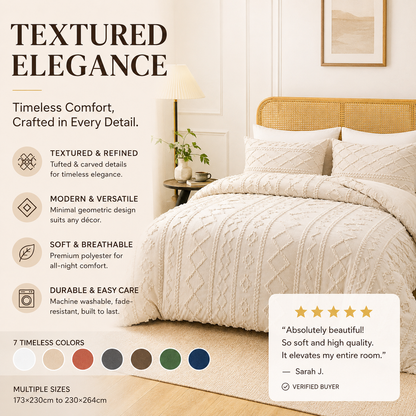 3-piece tufted bedding set with cut-out pattern