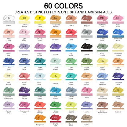Acrylic Paint Markers Set (12/24/36/48/60 Colors, Stackable Box) - Automatic Ink Control, Waterproof Flexible Tip, High-Opacity Lightfast Colorful Art Supplies, Layering Capable, Craft Supplies for Adults, Art for Kids
