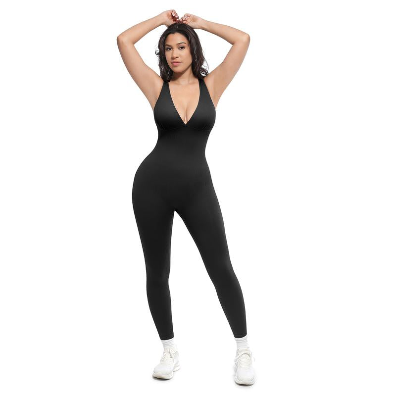 🎉Last Day Promotion 49% OFF💞Deep V Shapewear with Chest Support Breathable High-Waisted Tummy Control Jumpsuit