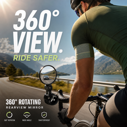 ⏳🔥LIMITED-TIME 50% OFF! ⏰360° Rotating Rearview Mirror – Clear view behind, no more neck twisting. Fits bikes, e‑bikes & motorcycles. Tool‑free silicone strap! 🛡️✨
