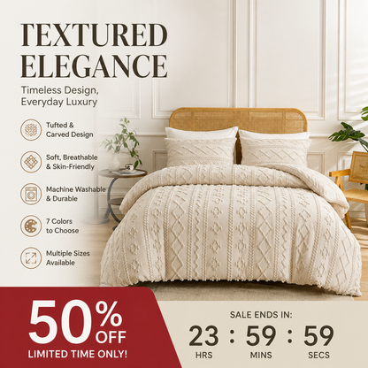 3-piece tufted bedding set with cut-out pattern