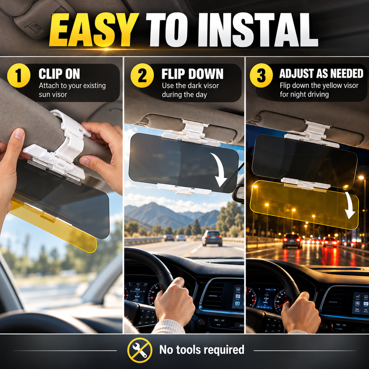 ⏳🔥LIMITED-TIME 50% OFF! ⏰🚗 Drive Safer Day & Night 🌙 Universal HD Anti-Glare Car Visor ✨
