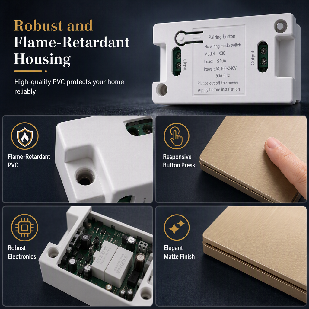 💡50% OFF NOW! Wireless Self-Adhesive Light Switch Kit – No Wiring Remote Wall Switch with Receiver, Stick Anywhere RF Light Control for Home Lighting