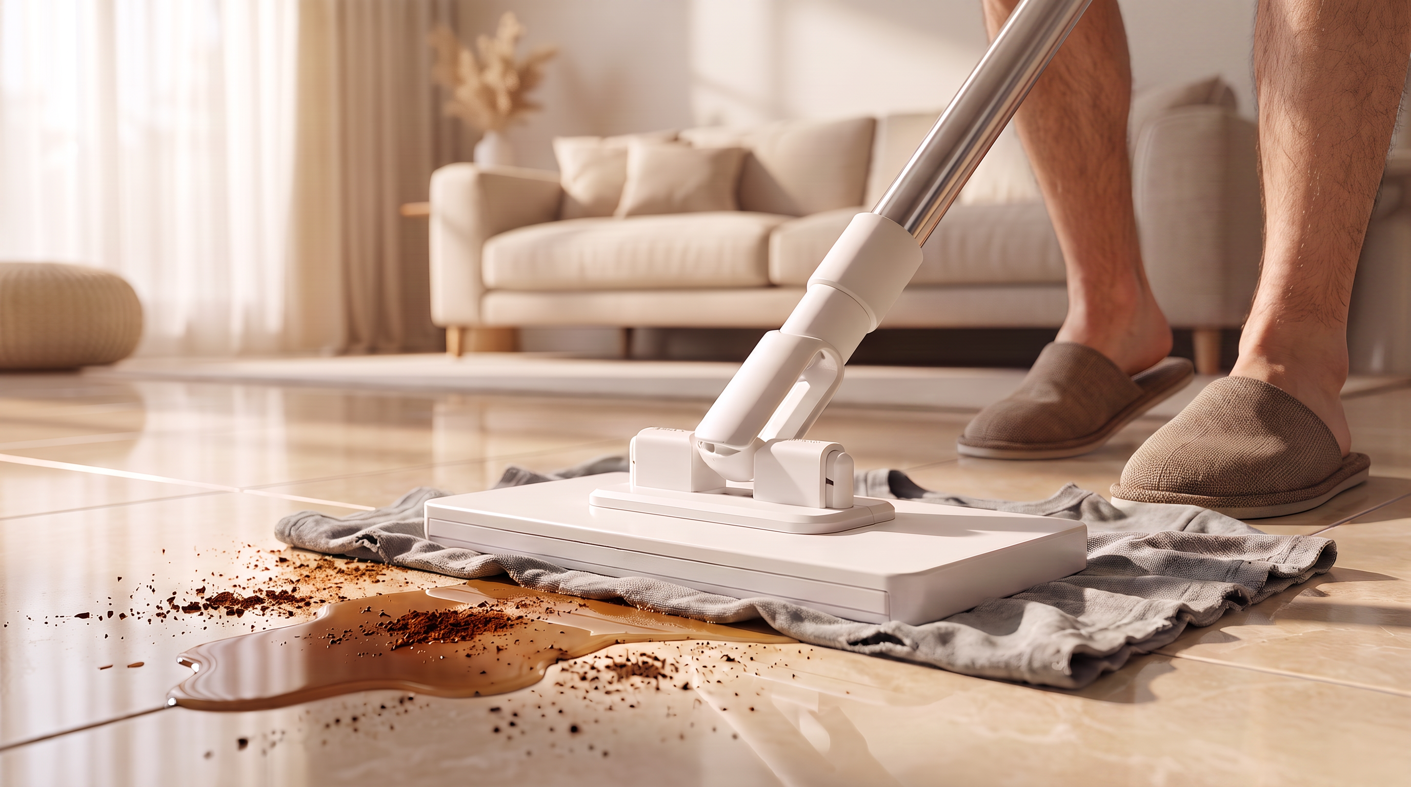 Dust mop cleaning a floor