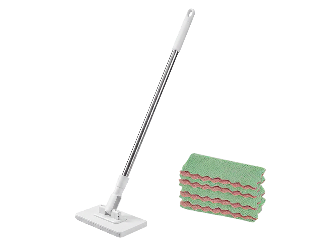Dust mop with reusable cloth pads