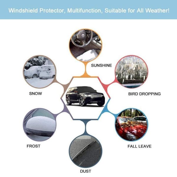 ❄️50% OFF NOW! Windshield Anti-Snow & Anti-Frost Cover with Mirror Protection – Waterproof Windproof Car Front Window Snow Shield, Winter Car Windshield Protector