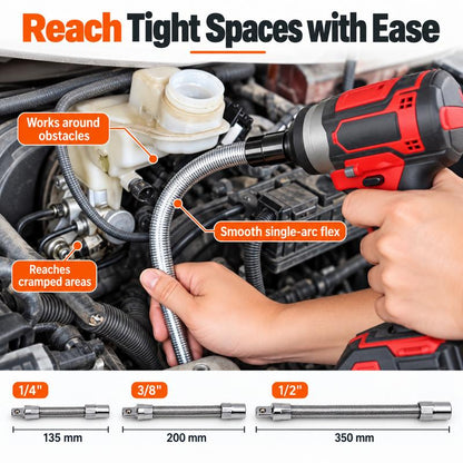1/2 Inch 35cm Multifunctional Socket Wrench Set - 3 Bendable Shafts, Wrench Extender, Connecting Rod - Work Tools, Cars Accessories, Car Stuff, Field Mechanic Tools