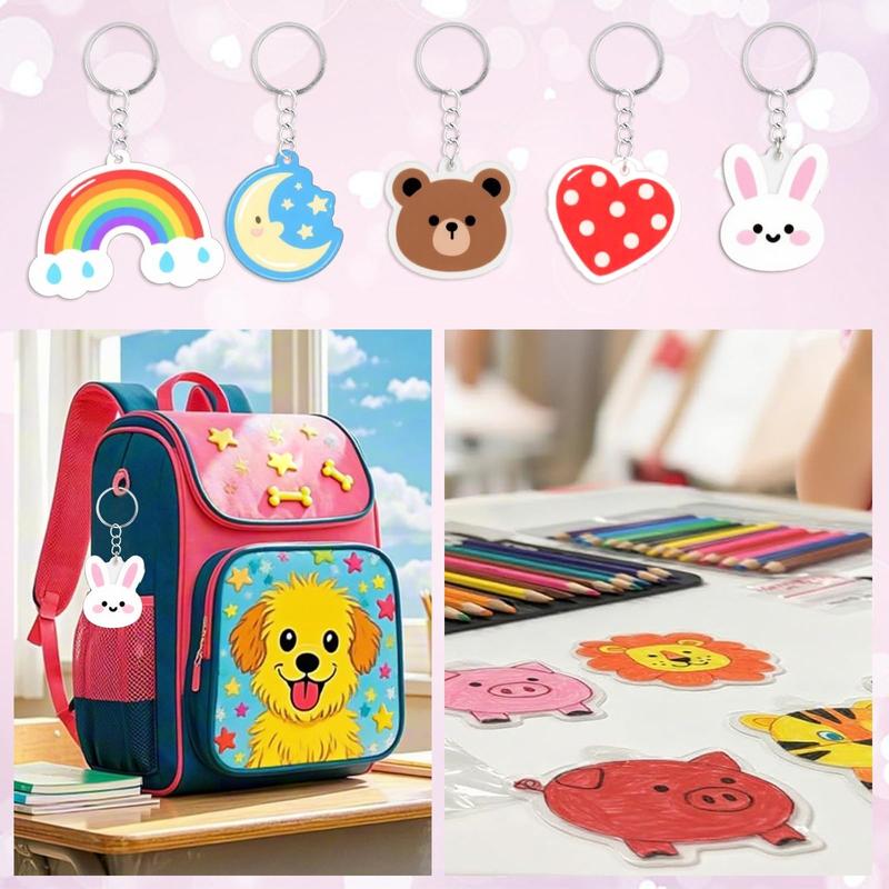 DIY Shrinky Dinks Keychain Set,Kids Art Activities and Party Favors