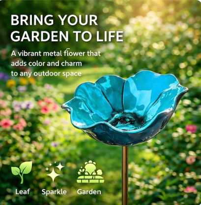 🔥Hot Sale-50% Off🌺Handmade Metal Flower Garden Stake🐦