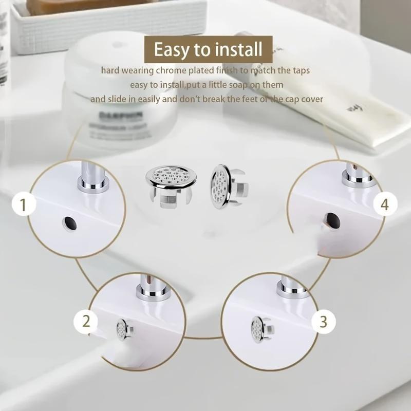 🚿 Round Bathroom Sink Overflow Hole Cover – Push-In Basin Drain Cover for a Clean, Modern Finish