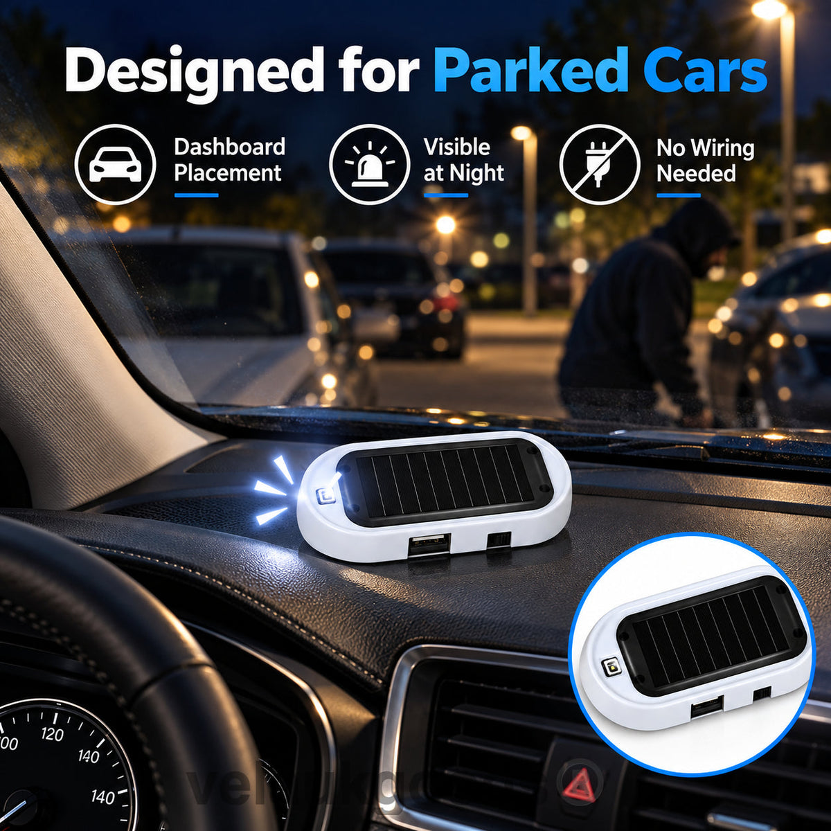 🚗Compact Solar Anti-Theft LED Flashing Lamp