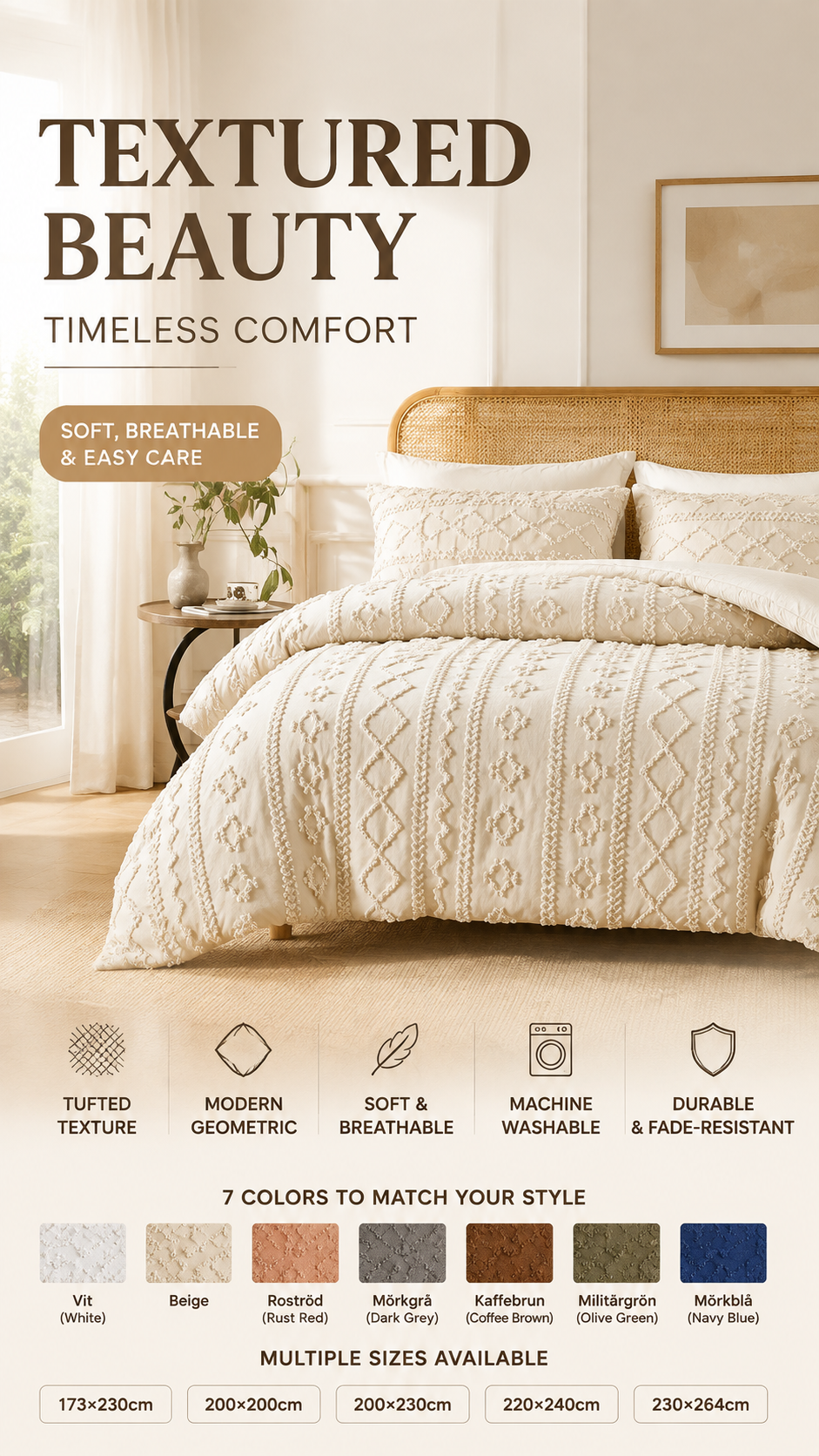 3-piece tufted bedding set with cut-out pattern