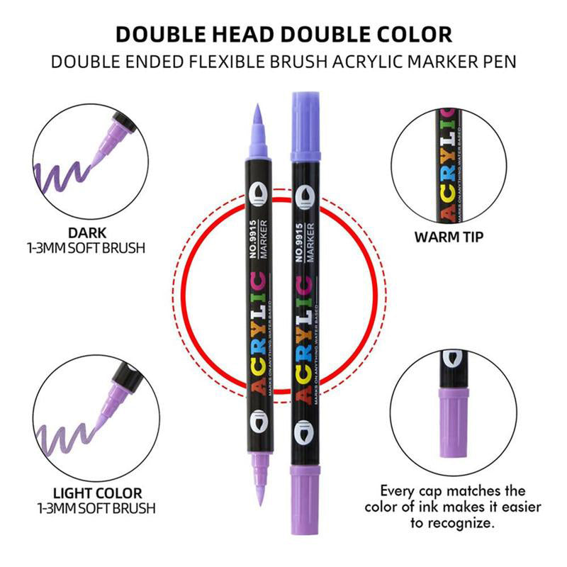 🎨Last Day 49% OFF🔥 Dual Tip Acrylic Paint Pen Marker - 24/48/72 Colors